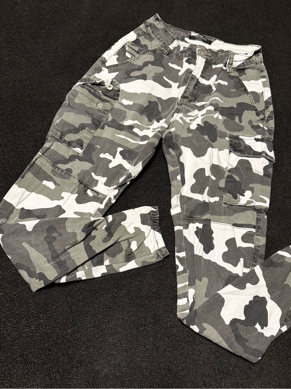 American Bazi Black Gray White Camo Cargo Pants